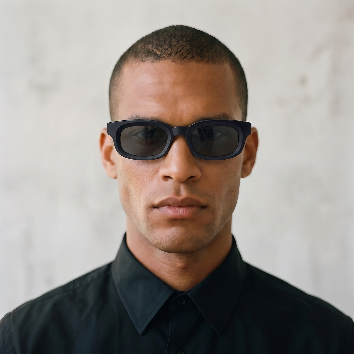 CASABLANCA Negro Mate / Gris — en cara hombre