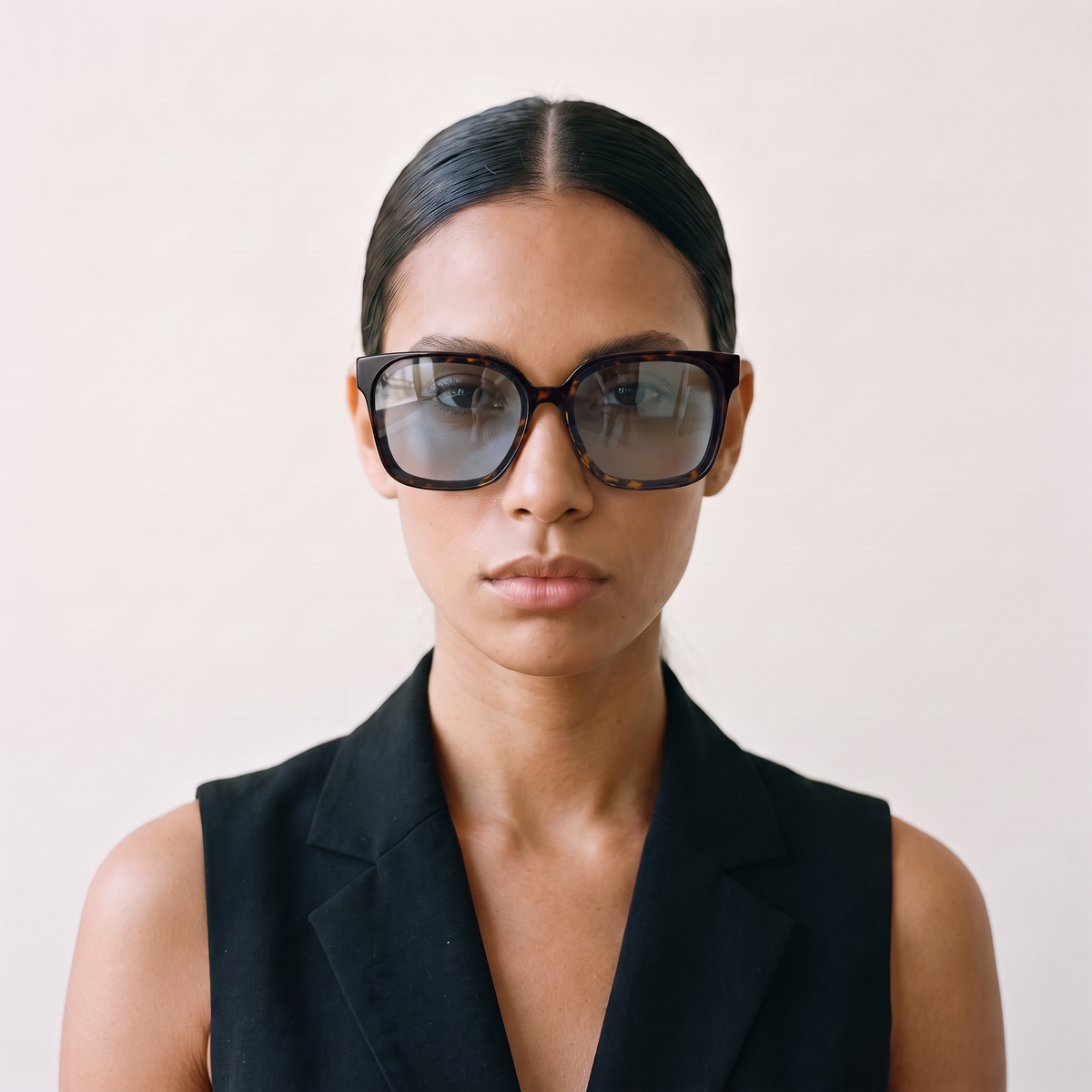 CRETA Carey Brillo Clear / Celeste — en cara mujer