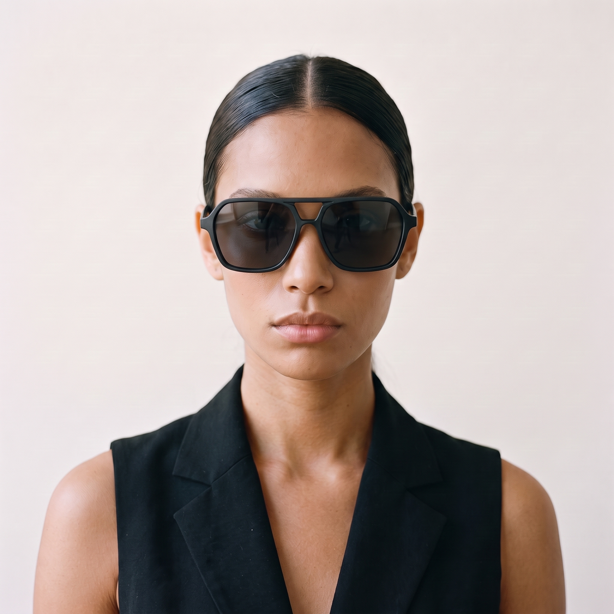 SILVERSTONE Negro Mate / Gris — en cara mujer