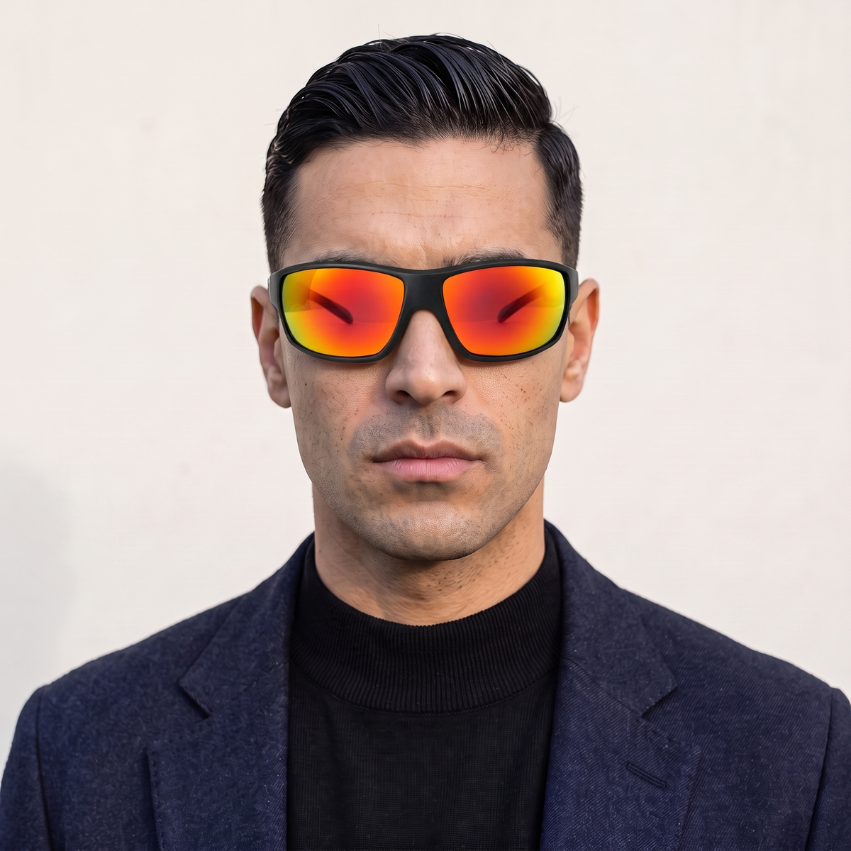ZETA 7 Negro Mate / Espejo Rojo — en cara hombre