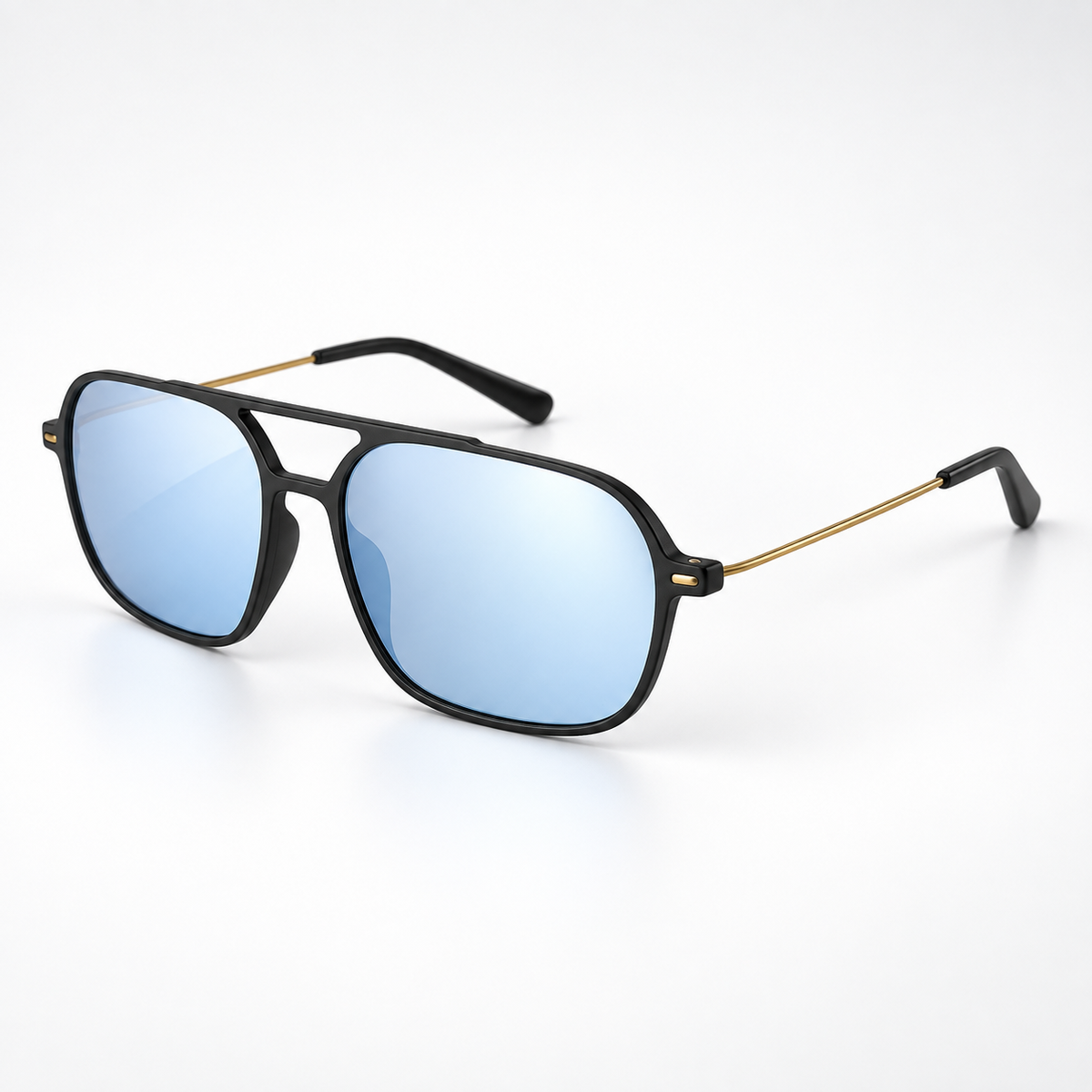 PLUMA Negro Mate / Celeste Flash - tres cuartos